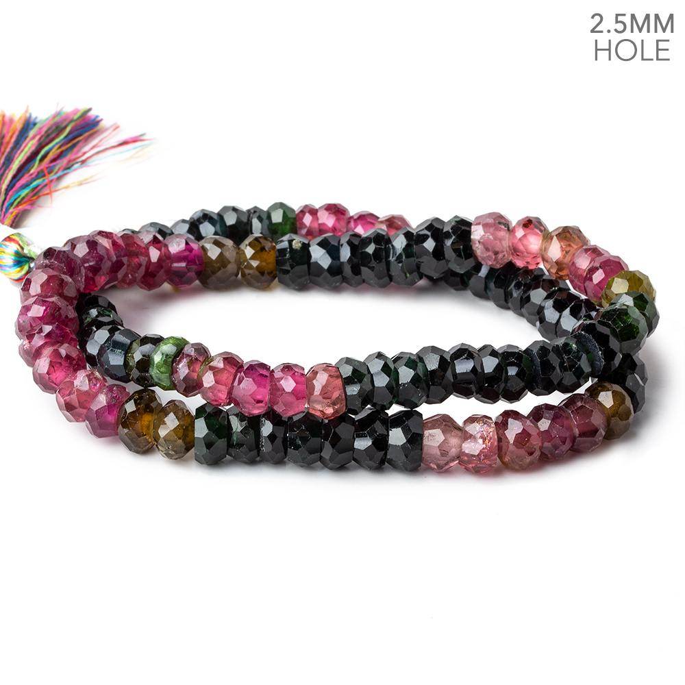 8mm Multi Tourmaline Large Hole Faceted Rondelle Beads 16 inch 98 pieces AAA