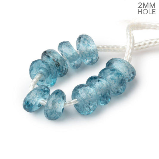 8mm Mystic Blue Topaz 2mm Large Hole Faceted Rondelle Bead Set of 10