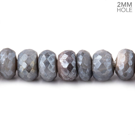 8mm Mystic Grey Moonstone 2mm Large Hole Faceted Rondelles 8 inch 35 Beads