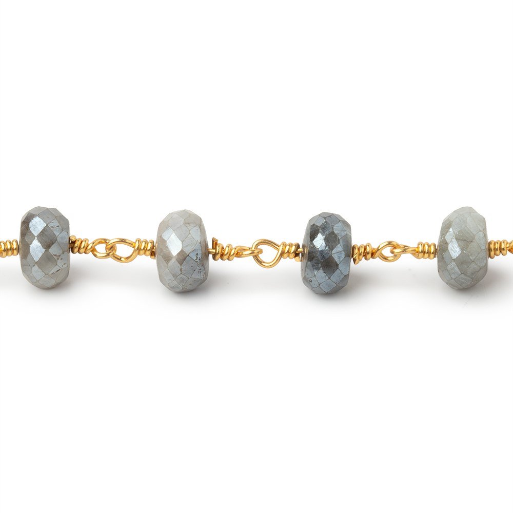 8mm Mystic Quartz Faceted Rondelles on Gold Plated Chain