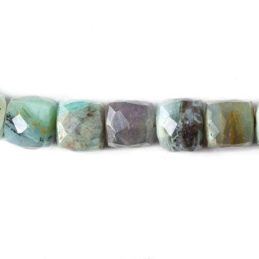 8mm Peruvian Blue Opal faceted cube beads 8 inch 25 pieces