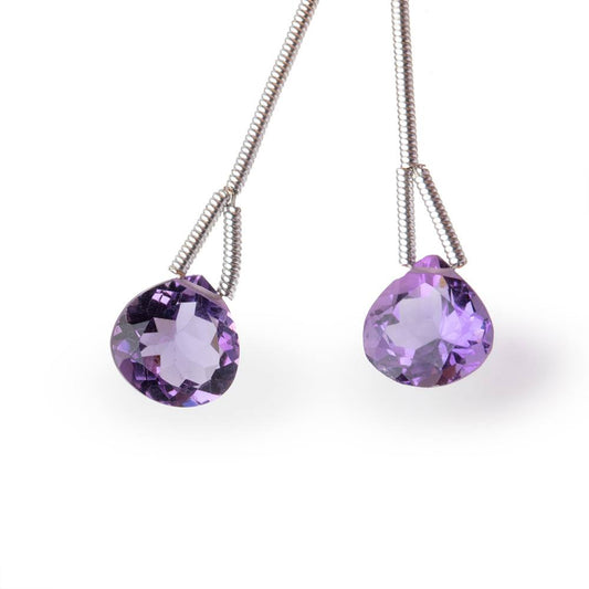 8mm Pink Amethyst Pavilion Faceted Heart Set of 2 Focals AAA