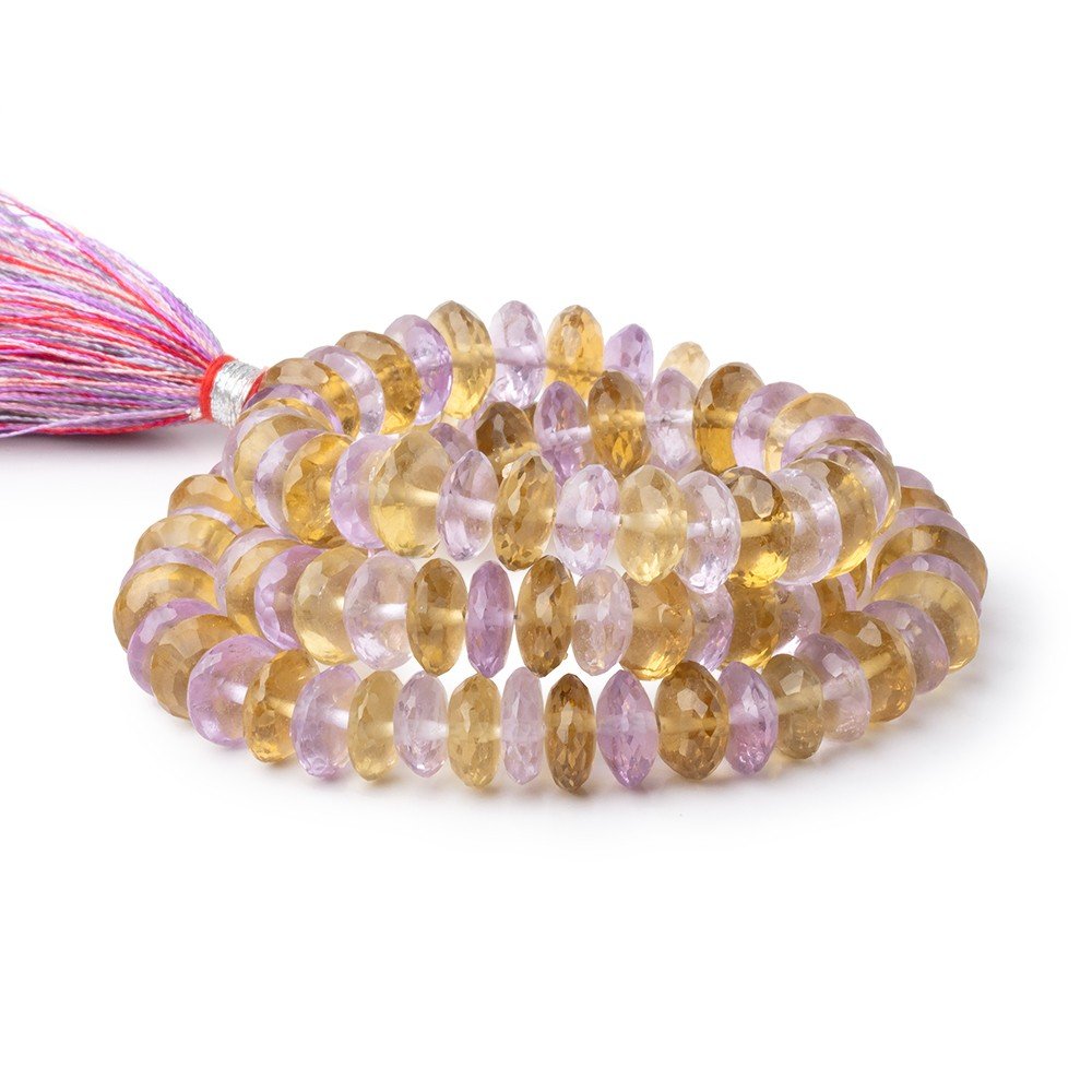 8mm Pink Amethyst & Whiskey Quartz German Faceted Rondelles 16 inch 103 Beads