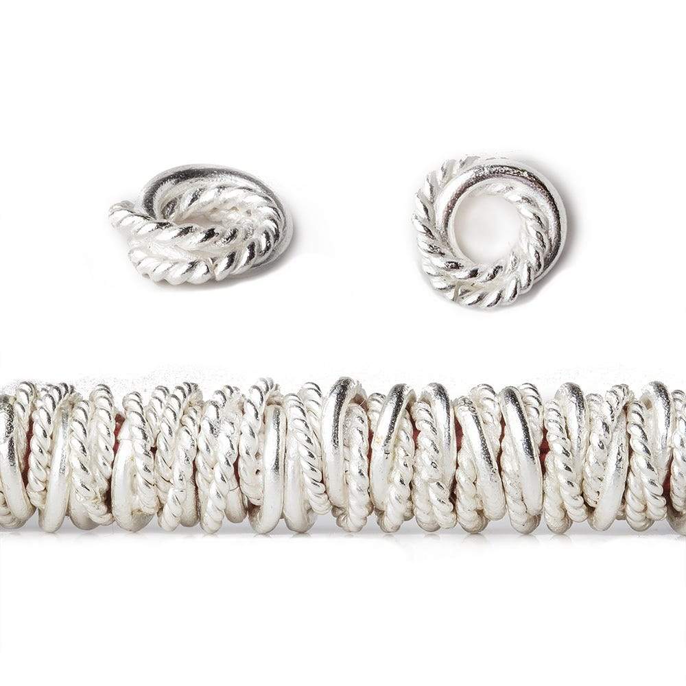 8mm Plain & Twist Mobius Large Hole Spacer Beads 8 inch Strand