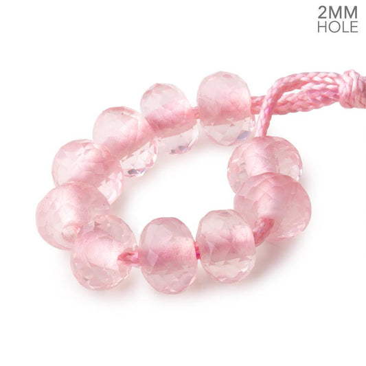 8mm Rose Quartz 2mm Large Hole Faceted Rondelle Set of 10