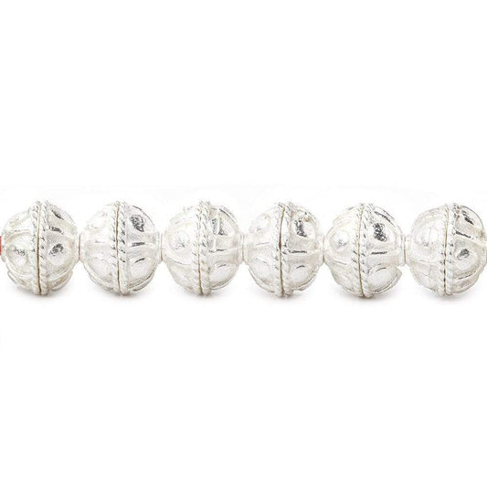 8mm Sterling Silver plated Copper Bead Cap Bali Design 8 inch 58 beads