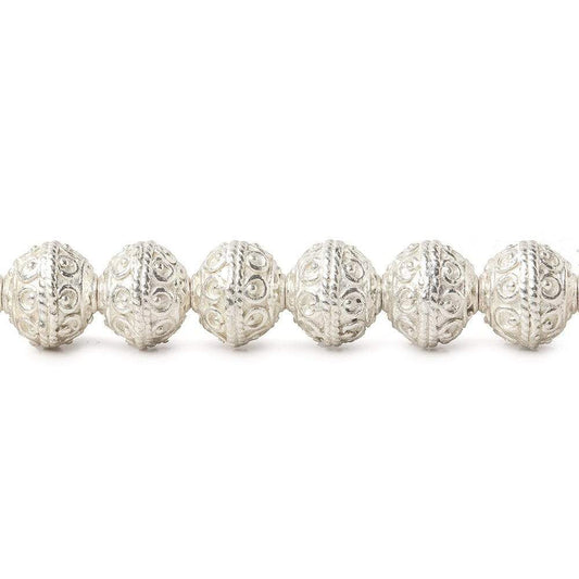 8mm Silver Plated Copper Roval Persian Beads 8 inch 28 pieces