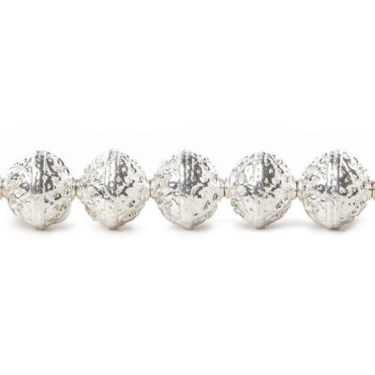 8mm Sterling Silver plated Copper Round Embossed Bead 8 inch 27 pcs