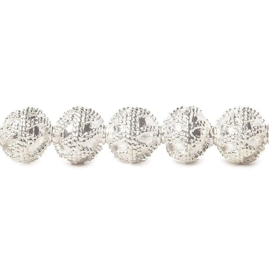 8mm Sterling Silver plated Copper Round Miligrain Bead 8 inch 27 pcs