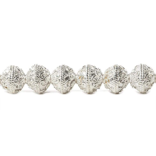 8mm Sterling Silver plated Copper Round Persian Bead 8 inch 27 pcs