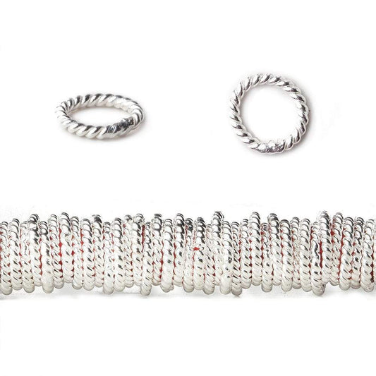 8mm Sterling Silver Plated Copper Twisted Jumpring 8 inch 42 beads