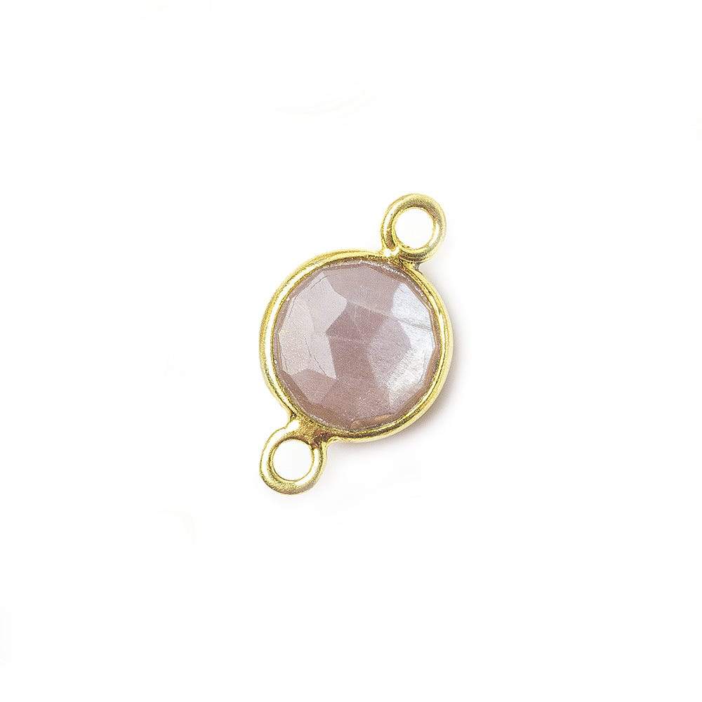 8mm Vermeil Bezel Grey Brown Moonstone faceteed coin Connector 1 piece