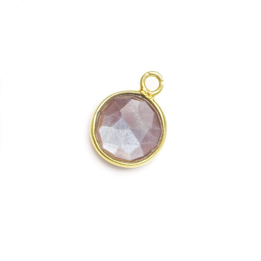 8mm Vermeil Bezel Grey Brown Moonstone faceteed coin Pendant 1 piece