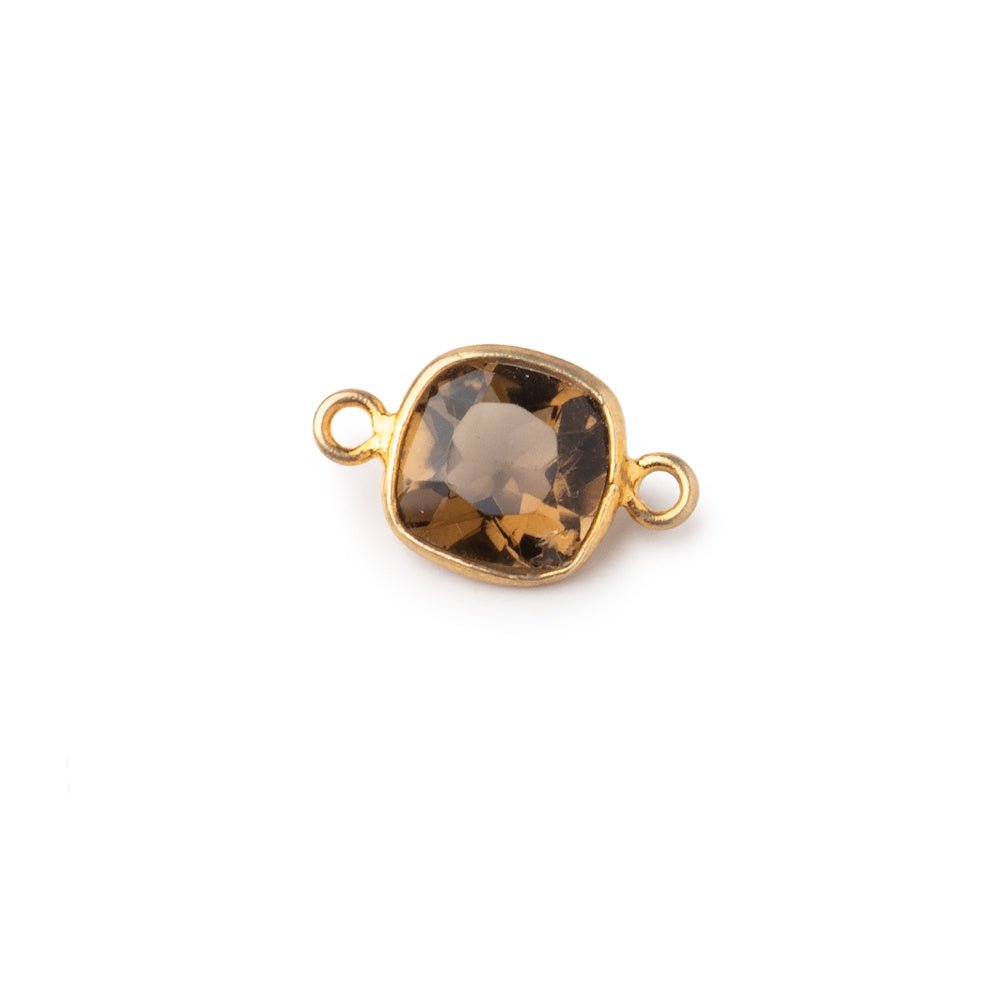 8mm Vermeil Bezel Whiskey Quartz Pavilion faceted Square connector 1 piece