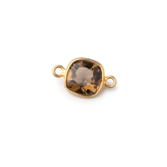 8mm Vermeil Bezel Whiskey Quartz Pavilion faceted Square connector 1 piece