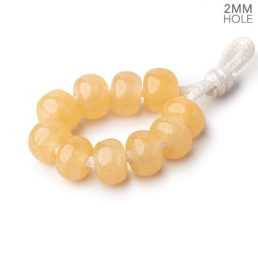 8mm Yellow Aventurine 2mm Large Hole Plain Rondelle Set of 10
