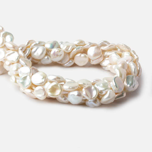 8x10-12x14mm Rose' White Keshi straight drilled Freshwater Pearls 16 inch 32 pieces AAA