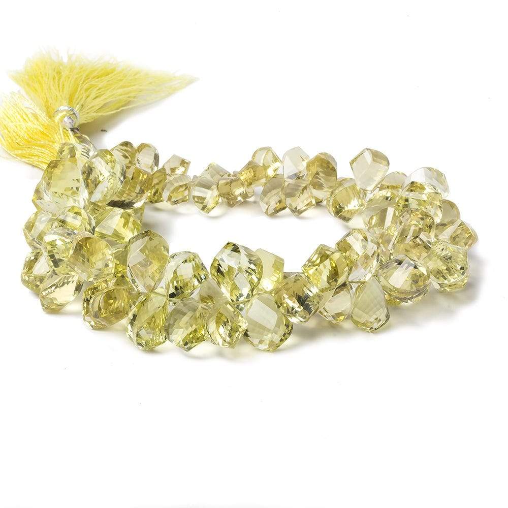 8x4-13x7mm Lemon Quartz Top Drill Faceted Twist 9 inch 75 Beads AAA Grade