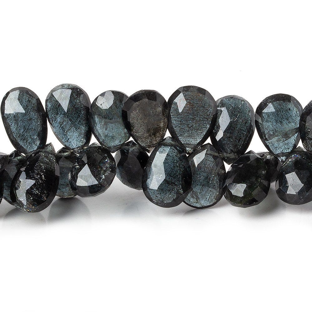 8x5-11x7mm Black Moss Aquamarine Faceted Pear Beads 8 inch 68 pieces AA
