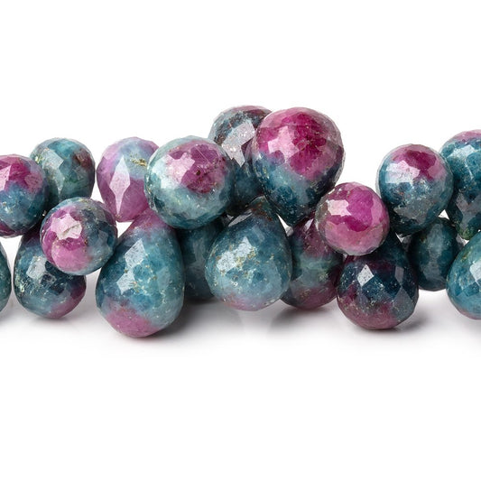 8x5-13x9mm Ruby in Zoisite Faceted Tear Drop Beads 8 inch 72 pieces