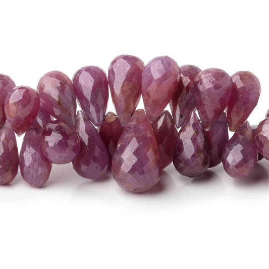 8x6-17x9mm Ruby Faceted Tear Drop Beads 8 inch 76 pieces