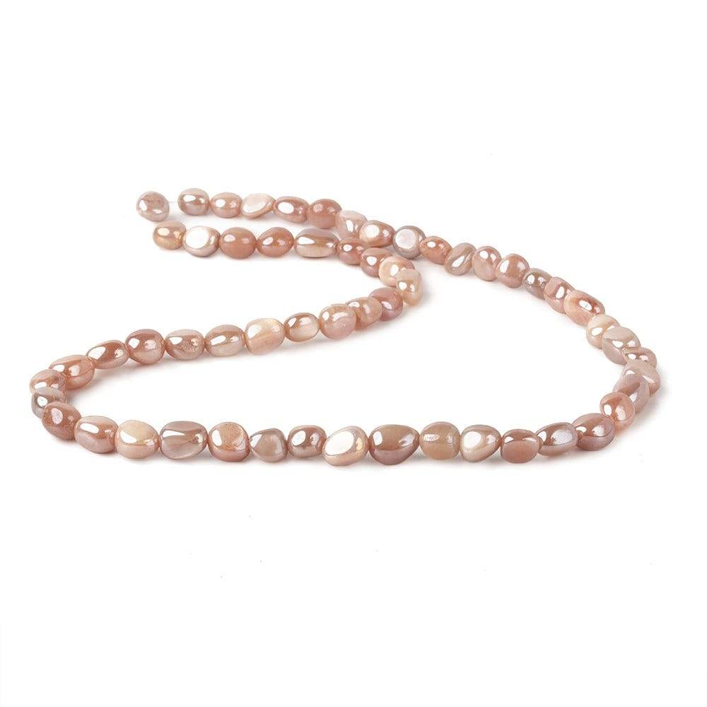 8x6-9x8mm Mystic Multi peach Moonstone plain nuggets 16 inch 45 beads
