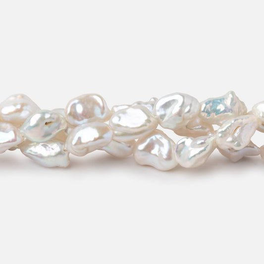 8x6.5-10x7mm Off White Keshi Straight Drilled Freshwater Pearl 16 inch 45 Beads
