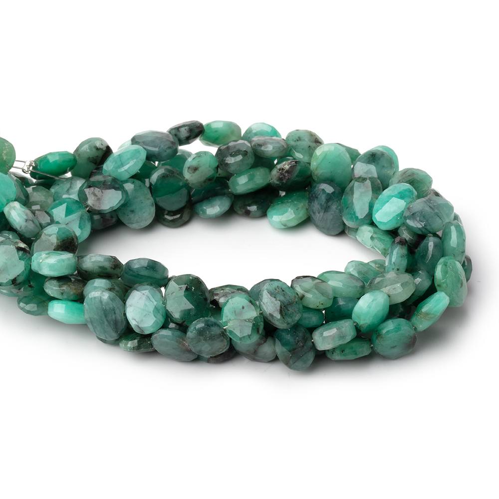 8x6mm Emerald Faceted Oval Beads 8 inch 29 pieces
