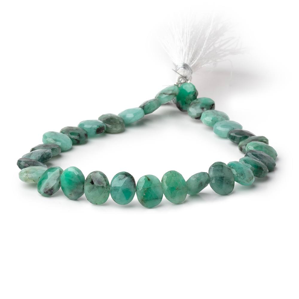 8x6mm Emerald Faceted Oval Beads 8 inch 29 pieces