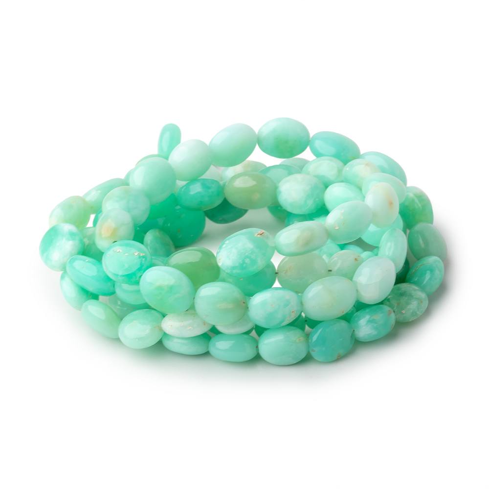 8x7-10x8mm Tanzanian Green Opal Plain Oval Beads 17.75 inch 48 pieces