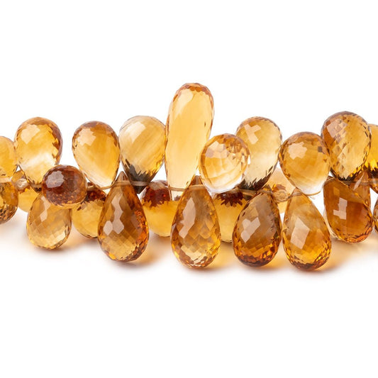 8x7-17x7mm Madeira Citrine Faceted Tear Drop Beads 8 inch 73 pieces