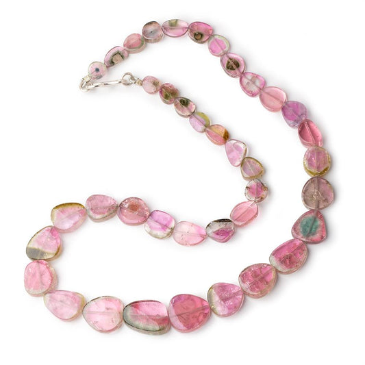8x7-18x13mm Watermelon Tourmaline Slice Beads 18 inch 39 pieces AAA