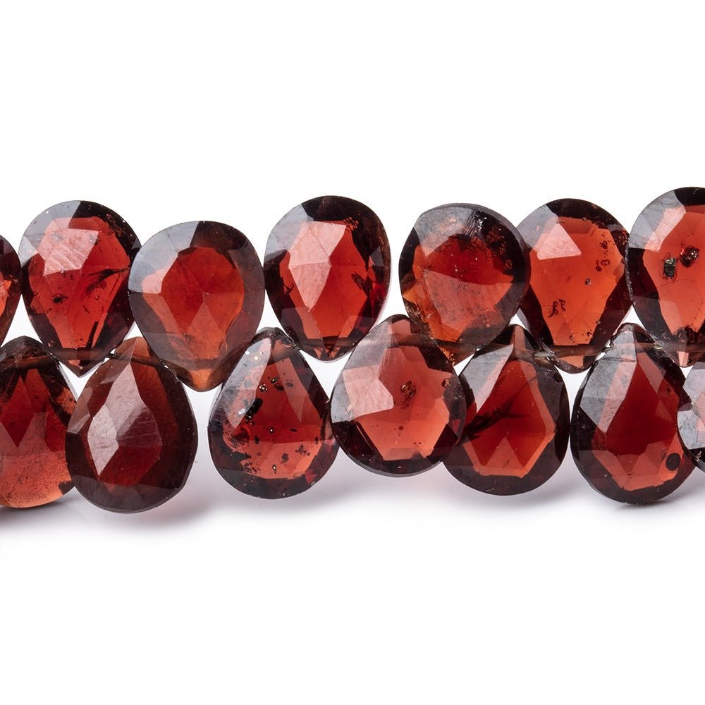 8x7-9.5x8mm Garnet Faceted Pear Beads 8 inch 61 pieces