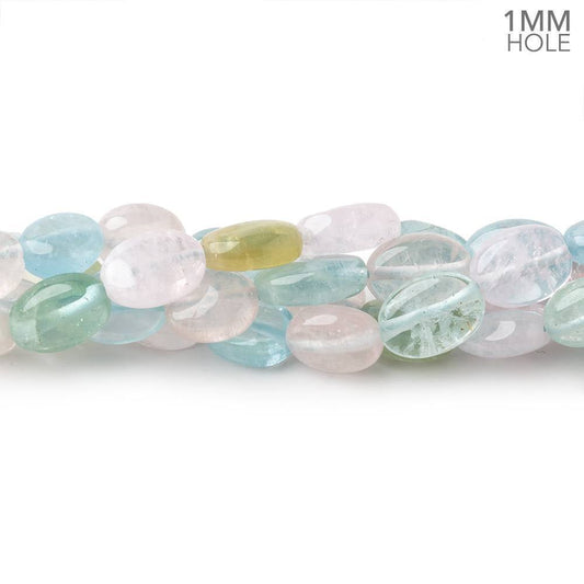 8x7mm Multi Beryl Plain Oval Beads 16 inch 51 pieces 1mm hole