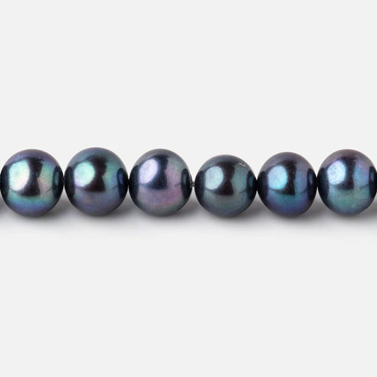 8x7mm Navy Peacock Off Round Freshwater Pearls 15.5 inch 52 pieces