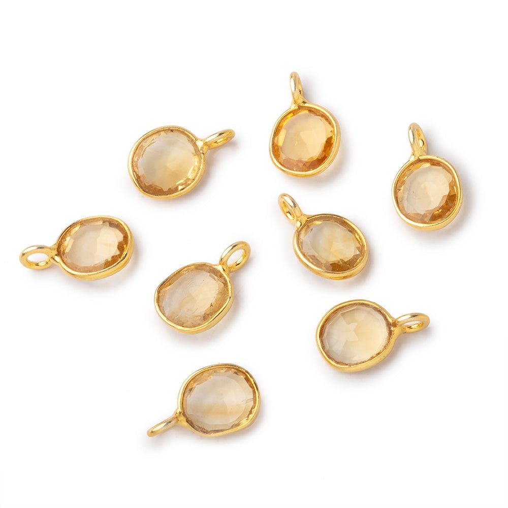 8x7mm Vermeil Bezel Citrine Rose Cut Oval Pendant 1 piece