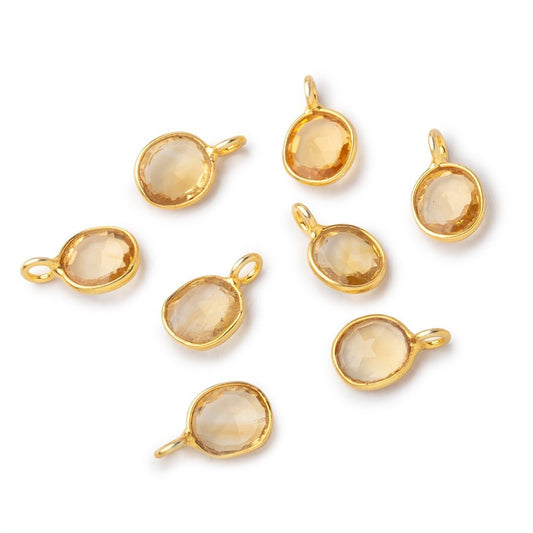 8x7mm Vermeil Bezel Citrine Rose Cut Oval Pendant 1 piece