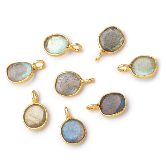 8x7mm Vermeil Bezel Labradorite Rose Cut Oval Pendant 1 piece