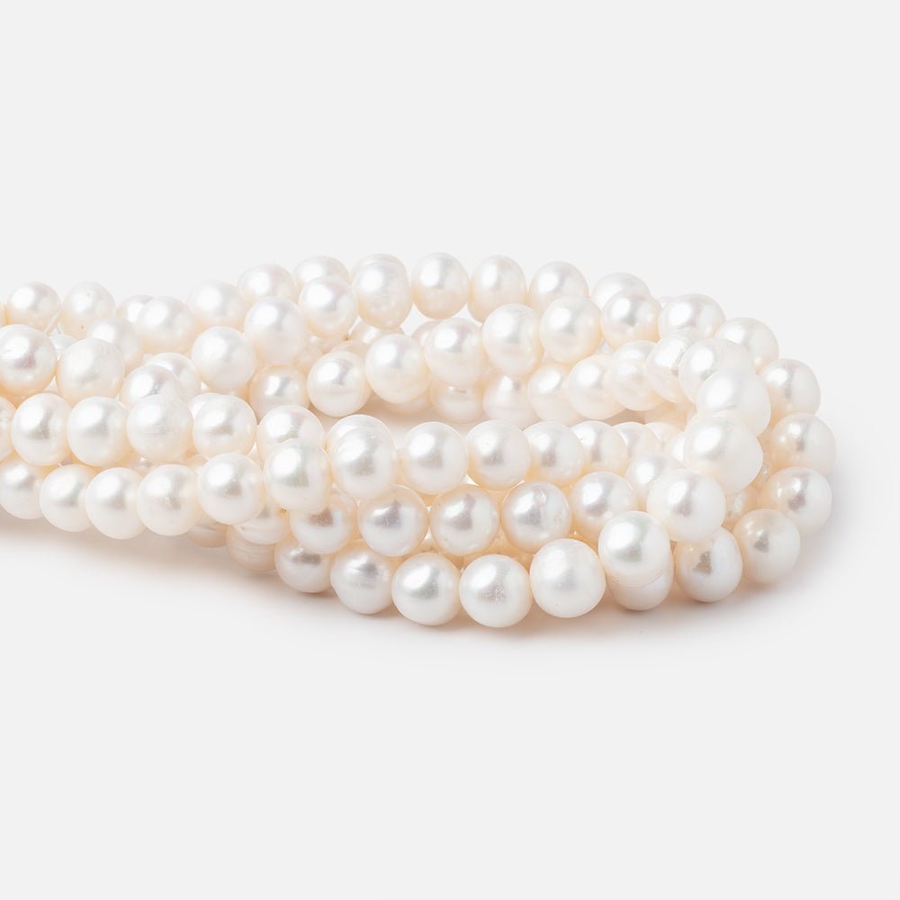 8x8-11x10mm Cream Off Round Freshwater Pearls 16 inch 40 Beads AA