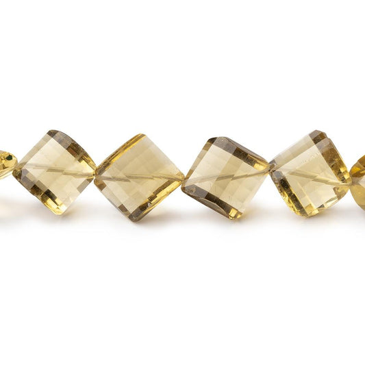 8x8-11x11mm Lemon Quartz barrel faceted half moons 7 inches 20 Beads