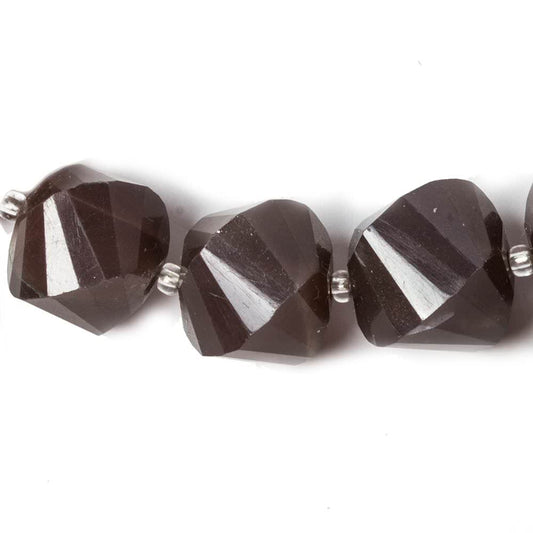8x8-13x13mm Chocolate Moonstone faceted twist beads 17 inch 36 pieces