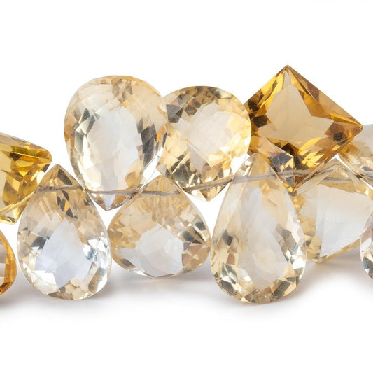 8x8-17x11mm Citrine Faceted Multiple Shaped Beads 6.5 inch 37 pieces AAA
