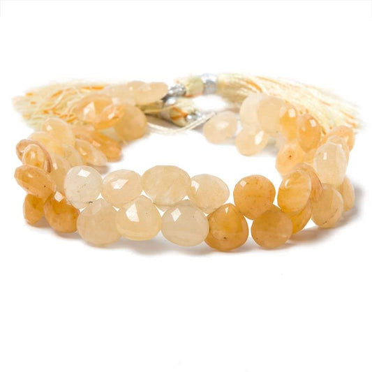 8x8-8.5x8.5mm Aragonite faceted heart beads 8 inch 48 pieces