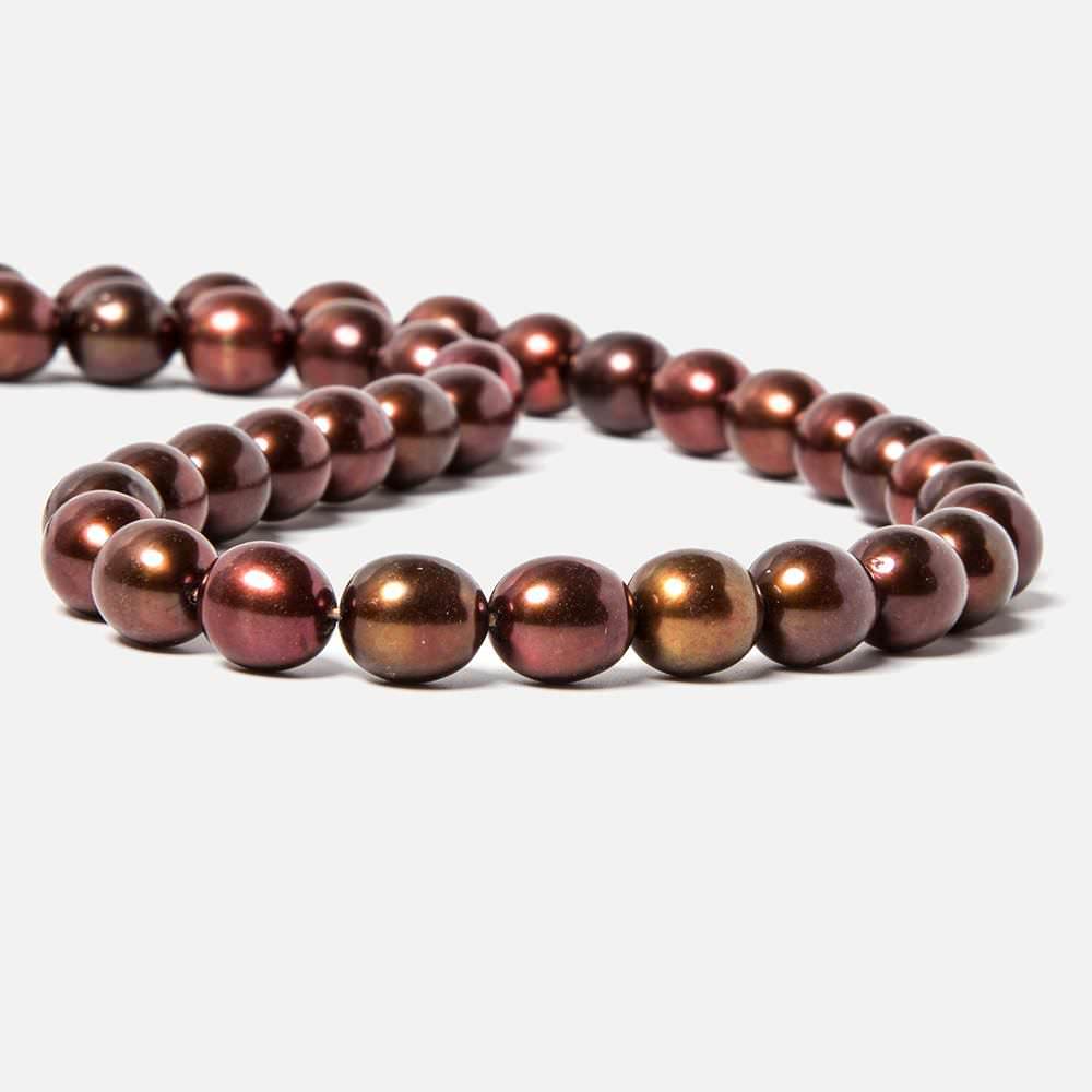 8x9.5mm Merlot Brown Straight Drill Oval Freshwater Pearl 44 pcs