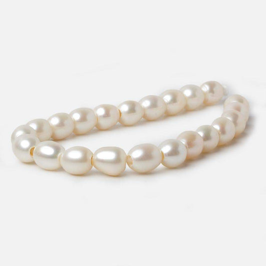 8x8.5-8x9mm White Straight Drilled Oval Large Hole pearls 8 inch 22 pieces AA