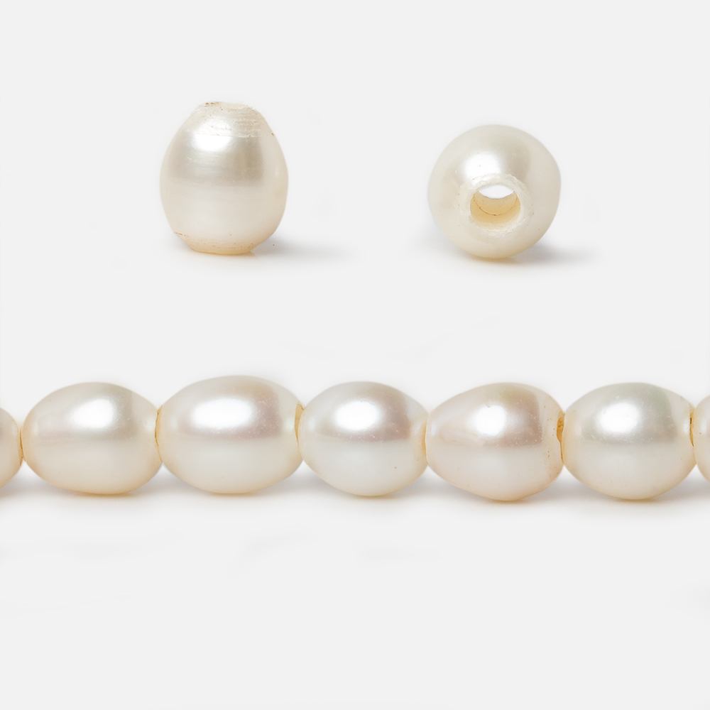 8x8.5-8x9mm White Straight Drilled Oval Large Hole pearls 8 inch 22 pieces AA