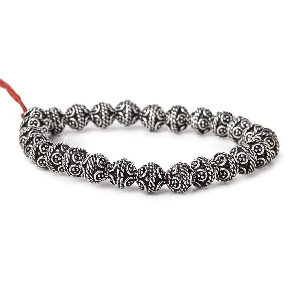 8x8mm Antiqued Sterling Silver Plated Copper Bali Design 8 inch 27 pcs