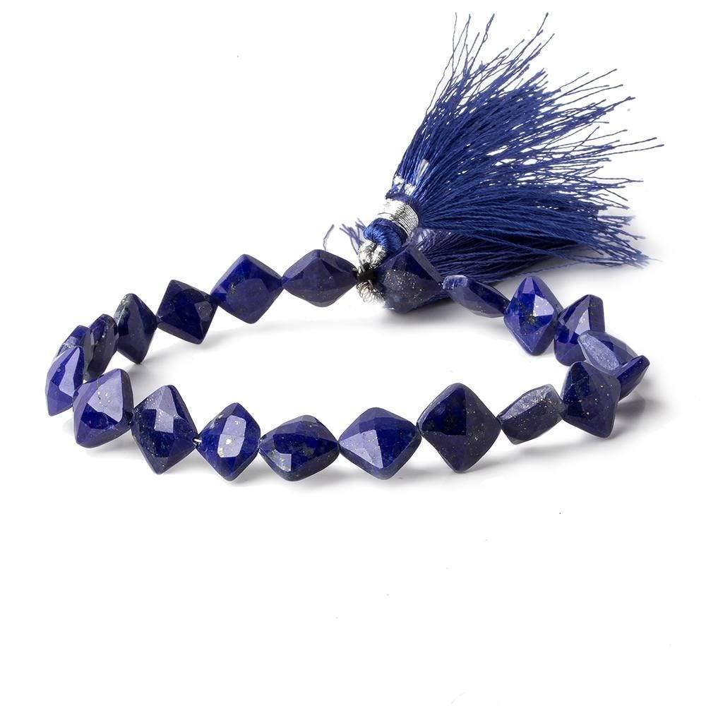 8x8mm Lapis Lazuli corner faceted square beads 8 inch 21 pieces