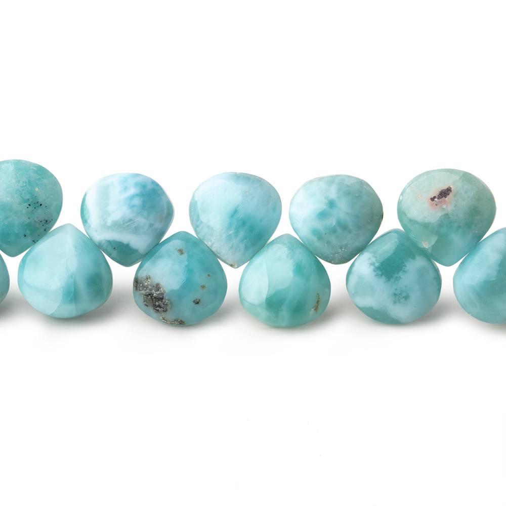 8x8mm Larimar Plain Heart Beads 7.5 inch 37 pieces AA