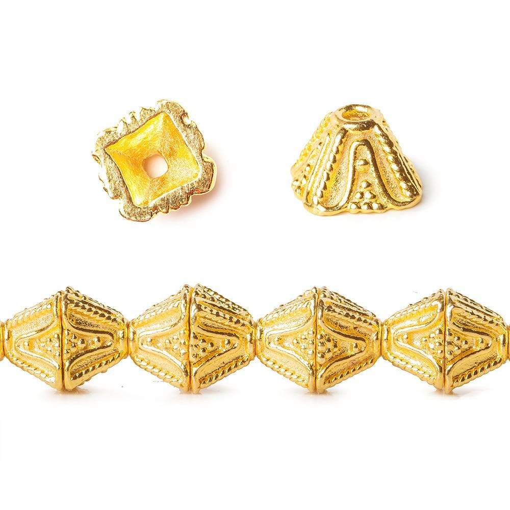 8x8x5mm 22kt Gold Plated Copper Pyramid Square Bead Cap 8 inch 38 pcs